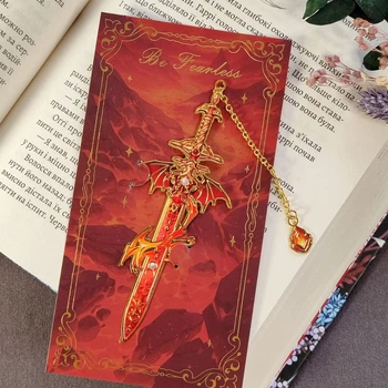 Металлическая закладка для книг ''Огонь'', закладка для книг меч. мм-0042
