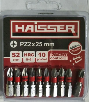 Біта - PZ2 х 25мм, набір 10шт., блістер (HAISSER)