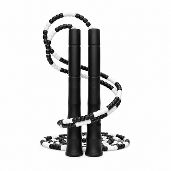 Бисерная скакалка EasyFit FreeRope 2,7 м черно-белая для трюков, фристайла и роуп-скиппинга (EF-2820-BKW)