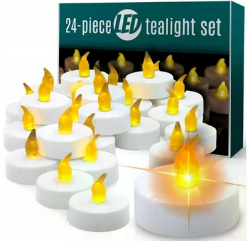 Свічки LED набір 24 шт тепле світло імітація полум’я tealight на батарейках XJ5659