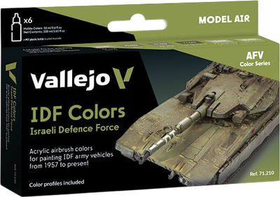 Набір акрилових фарб Vallejo Model Air AFV IDF Colors 6 шт x 18 мл (8429551712101)
