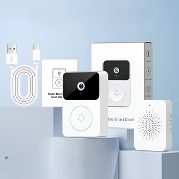 Відеодзвінок бездротовий H51 WiFi, розумний дверний дзвінок із камерою, із двостороннім зв'язком, нічне бачення