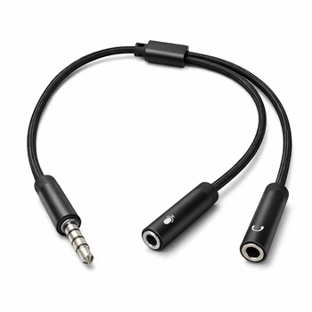 Адаптер ColorWay 3.5 мм - 2х3.5 мм (M/F), 0.28 м, Black (CW-AD-J2FJ)