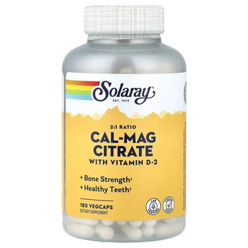 Цитрат магния кальция с витамином D2 Calcium Magnesium Citrate Solaray 180 капсул VegCap