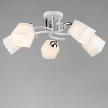 Люстра потолочная Light House SR-20518/5 WT+CR D650*H220 белая + хром, плафоны белые