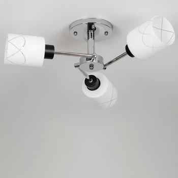 Люстра потолочная Light House SH-20513/3 CR+BK 370*300*160 E27 хром + черный, плафоны белые