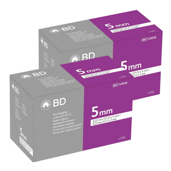 Иглы для инсулиновых ручек "BD Microfine Thin Wall" 5 мм (31G x 0,25 мм), 200 шт.