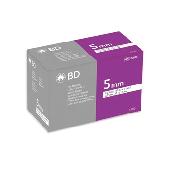 Иглы для инсулиновых ручек "BD Microfine Thin Wall" 5 мм (31G x 0,25 мм), 100 шт.