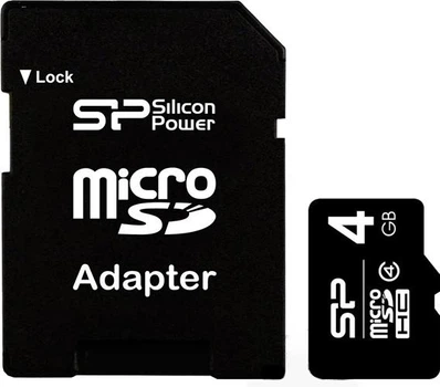 Карта пам'яті Micro SD 4Gb Silicon Power (class 10)+SD