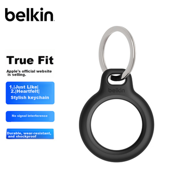 Брелок BELKIN AirTag/AirTag2, совместимый с устройством Apple AirTags Protection Tracker, силиконовый грязеотталкивающий противоударный чехол F8W973, черный