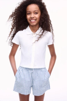 Шорти H&M 1282949 блакитний клітинка 152см