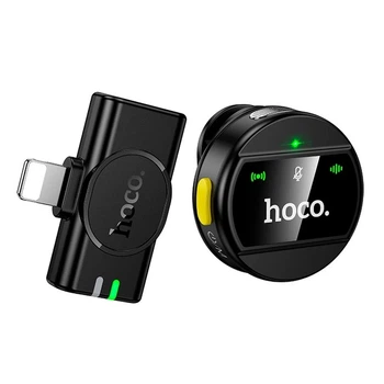 Беспроводной петличный микрофон Hoco L21 Charm Magnetic Lightning с магнитным креплением Черный