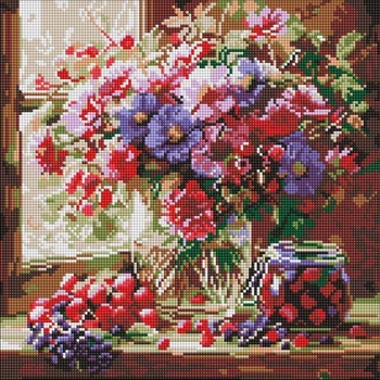 Алмазна мозаїка Букет і фрукти 40х40 Ідейка (AMO8314)