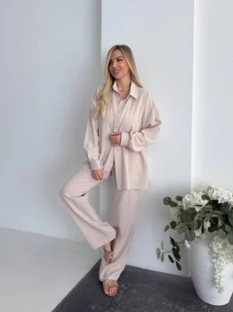 Жіноча лляна сорочка вільного крою Uaclothes 46 Бежевий (like37986-184181350)