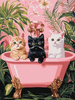Картина за номерами Коти у ванній ©art_selena_ua 30x40 KHO6726 Ідейка