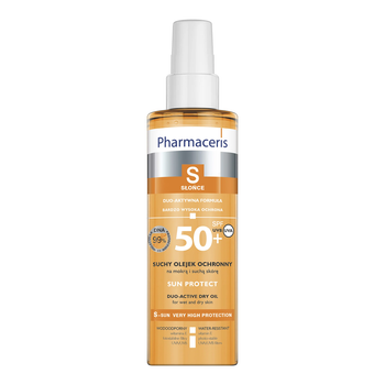 Pharmaceris S SPF 50+ сухое солнцезащитное масло для тела - водостойкий SPF спрей, UVA/UVB защита, сухое масло для загара, 200 мл