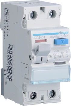 Wyłącznik różnicowoprądowy Hager RCCB 1P+N 40A 30mA 6kA A CDA240J (3250611619475)