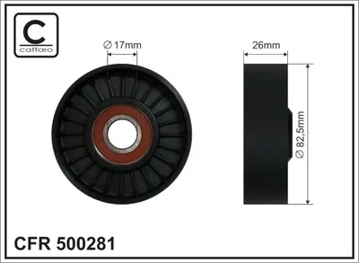 Ролик натяжний без кронштейна CAFFARO 500281 Audi A6, A8 077903133C, 077903133E, 77903133E