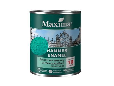 Емаль антикорозійна по металу 3в1 зелена молоткова Maxima 0,75л