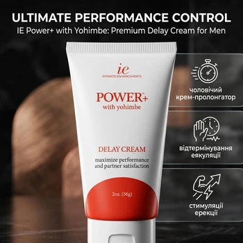 Крем-пролонгатор Doc Johnson Power+ Yohimbe 56 г пролонгатор чоловічий гель для затримки еякуляції з бензокаїном та йохімбе для зниження чутливості та продовження статевого акту