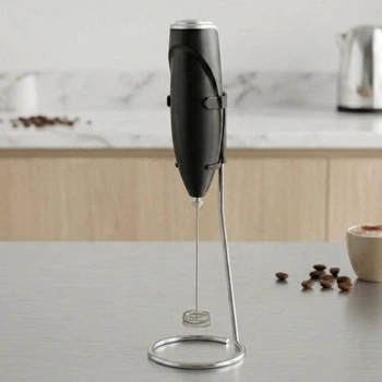 Электрический капучинатор Milk Frother на батарейках с подставкой вспениватель молока Черный