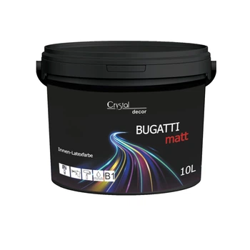 Матовая латексная интерьерная краска Crystal Decor BUGATTI Matt 10 л (В1) белая