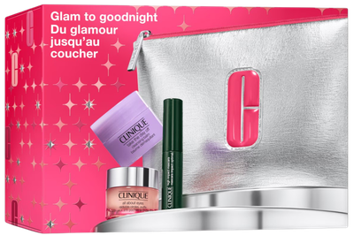 Zestaw dla kobiet Clinique Glam To Goodnight All About Eyes krem-żel pod oczy 15 ml + balsam do demakijażu 15 ml + tusz do rzęs 3.5 ml + kosmetyczka (192333274972)