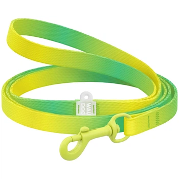Поводок для кошек и собак мелких пород из нейлона WAUDOG Nylon Recycled, градиент, цветной карабин, салатовый, XS, 122 см, 10 мм (47115)
