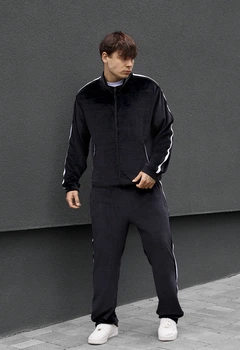 Спортивный костюм мужской черный стаф на молнии Staff van black zip L (389512)