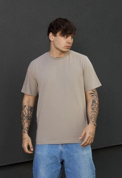Мужская Футболка Стаф Серо-бежевая Однотонная Двухцветная Базовая Staff Sa Gray Beige XXL (389674)