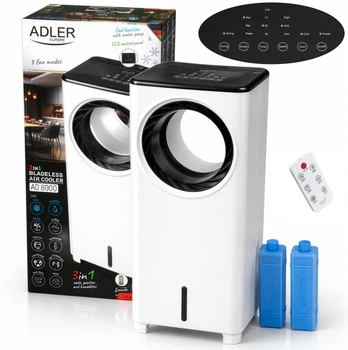 Кліматизатор охолоджувач повітря Adler AD 8900, безлопатевий 3в1 (охолодження, зволоження, очищення), 80 Вт, 4 л, пульт, LED дисплей, білий