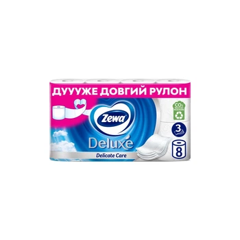 Туалетний папір Zewa Deluxe білий 3 шари 8 рулонів (7322541171739)