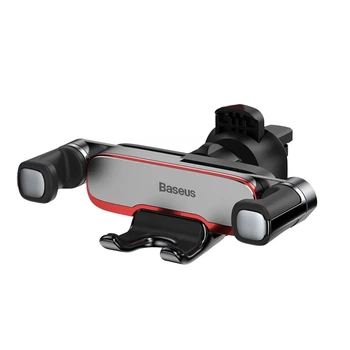 Автодержатель для телефона Baseus Lateral Gravity Car Mount Holder SUYL-HU0S, гравитационный держатель в дефлектор авто, серебристый с черным