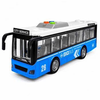 Іграшковий міський автобус зі світлом і звуком 28,5 см — інерційний, двері відкриваються, дитячий, синій