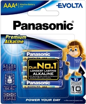 Батарейки Panasonic Evolta лужні AAA блістер, 4 шт (LR03EG/4B)
