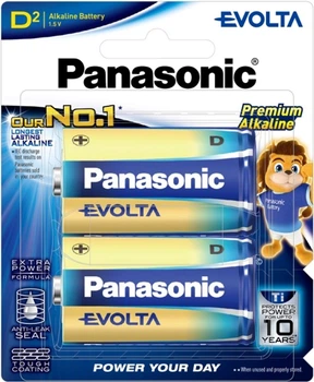 Батарейки Panasonic Evolta лужні D (LR20) блістер, 2 шт (LR20EG/2B)