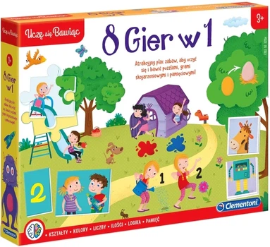 Zestaw gier planszowych Clementoni Uczę sie Bawiąc 8 Gier w 1 (8005125500895)
