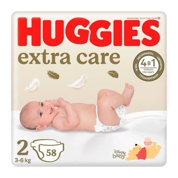 Підгузки Huggies Extra Care 2 (3-6 кг) 58 шт (5029053578071)