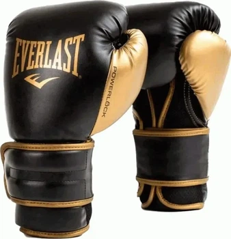 Боксерські рукавиці EVERLAST POWERLOCK 2R TRAINING GLOVE 16 унцій, чорно-золотистий