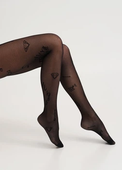 Фантазійні жіночі колготки в сітку з принтом Giulia INFLUENCE 40 (2) 2 Black-nero