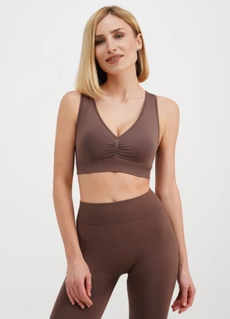 Безшовний жіночий топ з ефектом push-up з мікрофібри Giulia TOP SHAPE S/M Brown-deep taupe