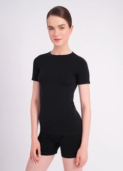 Базова жіноча безшовна футболка з мікрофібри Giulia T-SHIRT S/M Black-black