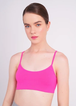 Безшовний топ в рубчик на тонких бретелях Giulia CAMI TOP RIB S/M Pink-bright pink