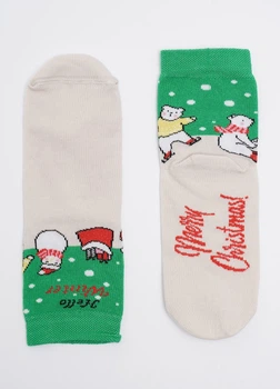 Дитячі бавовняні шкарпетки з візерунками Giulia KS3 NEW YEAR (F) 2403 30/35 Green-island green