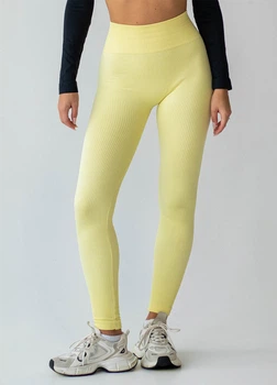 Жіночі безшовні легінси в рубчик з моделюючим швом Giulia FLEXING LEGGINGS POWER S/M Yellow-lemon grass