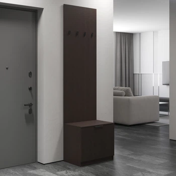 Вешалка напольная с тубмой для прихожей для обуви 600x2200x400 венге темный (hm-43-vg)