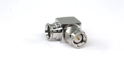 Разъем SMA-male (Plug) LENORF, серебристый, угловой (Right Angle), под пайку для кабеля RG401 (250 SEMIFLEX), Nickel Plated (3.01.403)