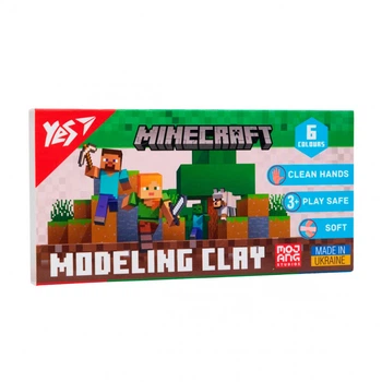 Пластилін YES Minecraft 6 кольорів 120 г (540650) — м'який розвиваючий набір для дітей