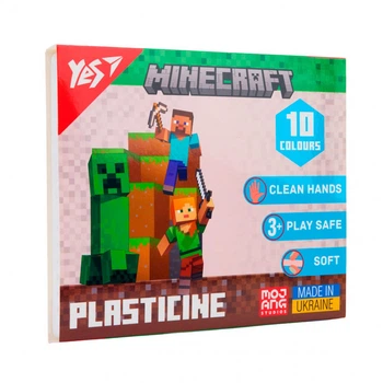 Пластилін YES Minecraft 10 кольорів 200 г 540662 — м'який розвиваючий набір для дітей