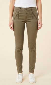Стильні штани-чинос etam у байкерському стилі (skinny fit), розмір 34 (40/xs), оливковий